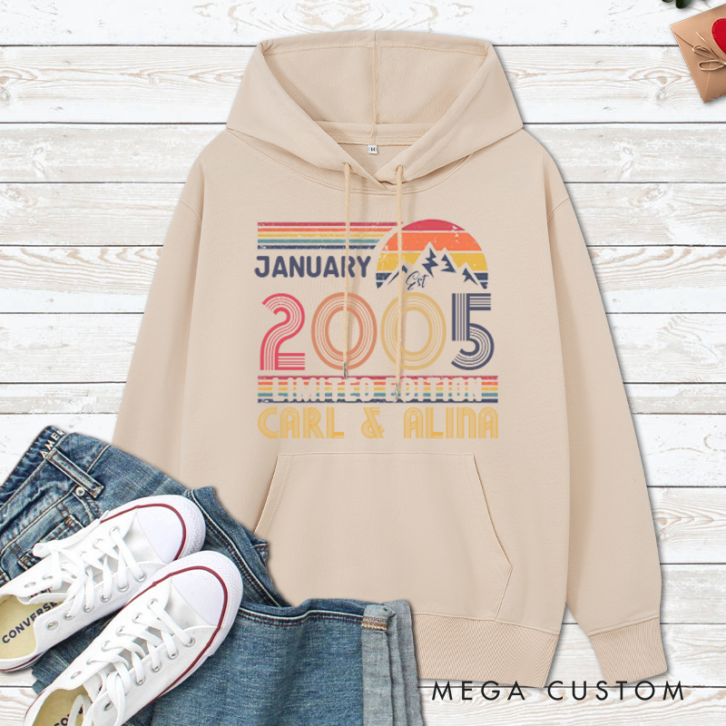 Personalized Limited Edition Couple Hoodie Vintage Anniversary Outfit for Husband Wife Couple Anniversary Hoodie for Her Him