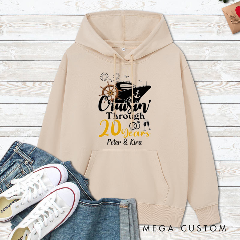 Personalized Cruisin' Through 20 Years Anniversary Hoodie 20th Couple Anniversary Outfit for Husband Wife