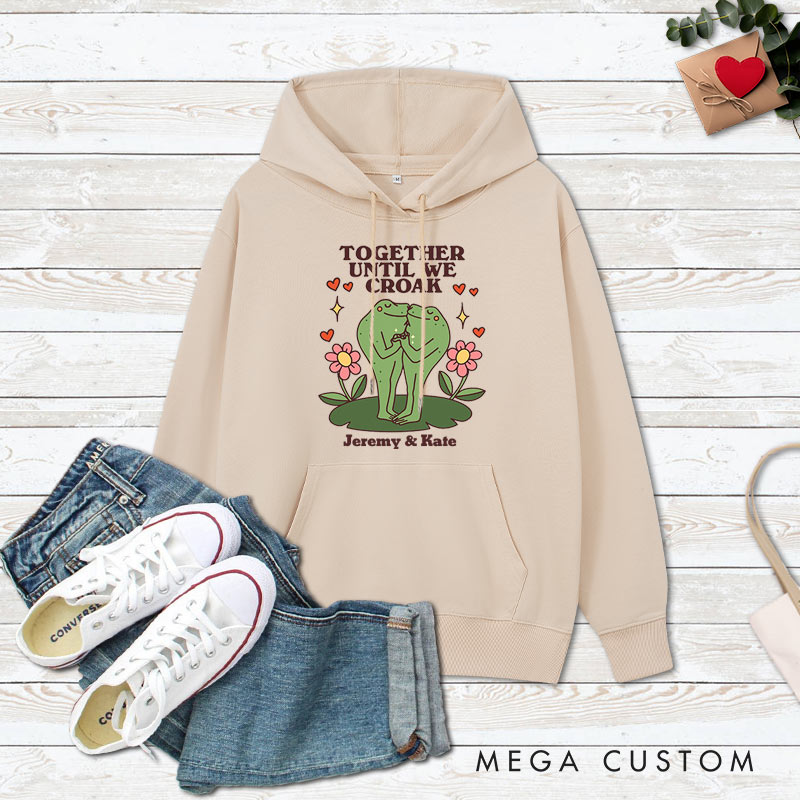 Personalized Couple Together Until We Croak Matching Hoodie with Name Couple Valentine's Day Sweatshirt for Husband Wife Boyfriend Girlfriend