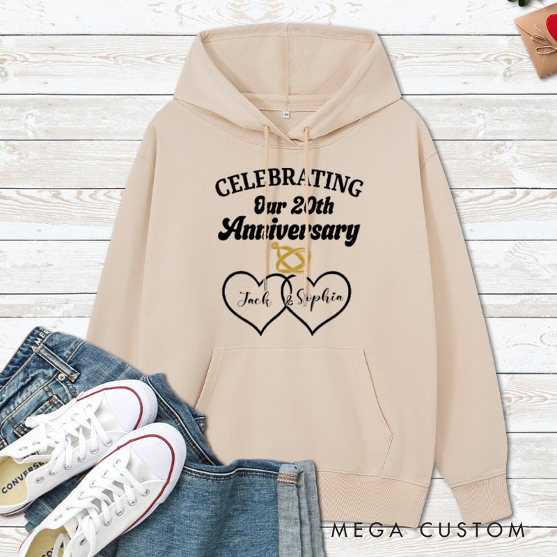 Personalized Celebrating Our 20th Anniversary Hoodie Couple 20th Anniversary Outfit for Husband Wife Causal Hoodie for Her Him