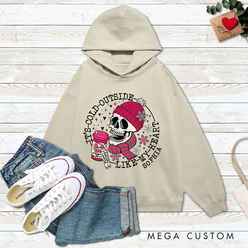 Personalized Couple It's Cold Outside Like My Heart Skeleton Skull Sweatshirt Valentine's Day Sweatshirt