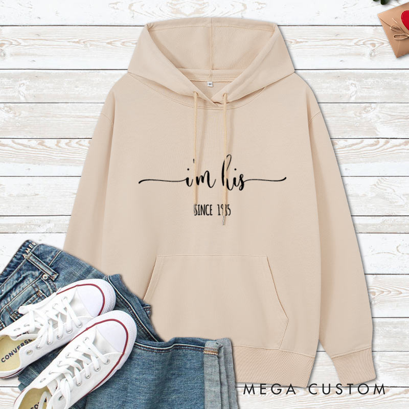 Personalized I'm His/I'm Hers Couple Hoodie Minimalist Couple Hoodie for Her Him Husband Wife 20th Anniversary Outfit