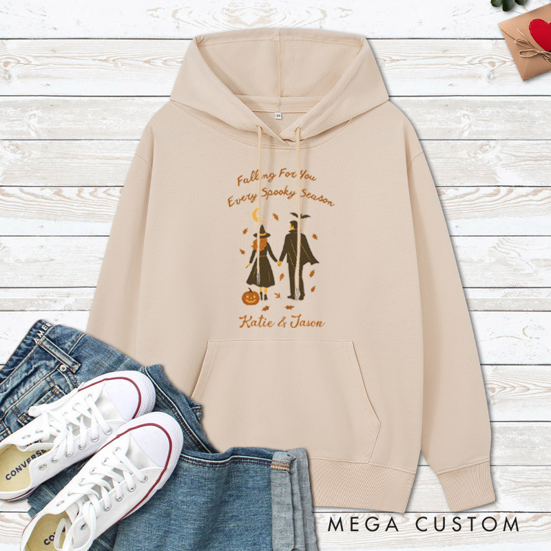 Personalized Falling for You Every Spooky Season Halloween Couple Hoodie