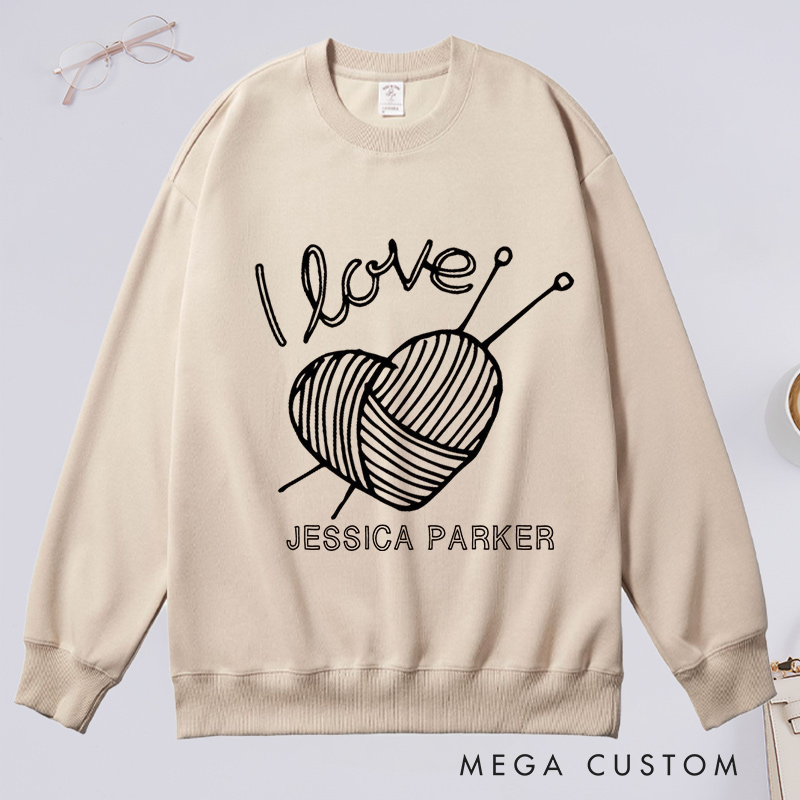 Personalized I Love Knitting Classic Sweatshirts Knitting Shirt Gifts for Knitter Grandma Shirt Knitting Lover Shirt