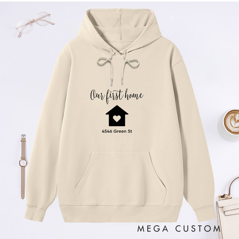 Personalized Hoodie Our First Home Sweatshirt Custom Christmas Sweatshirt for Housewarming Holiday Gift New Home Gifts