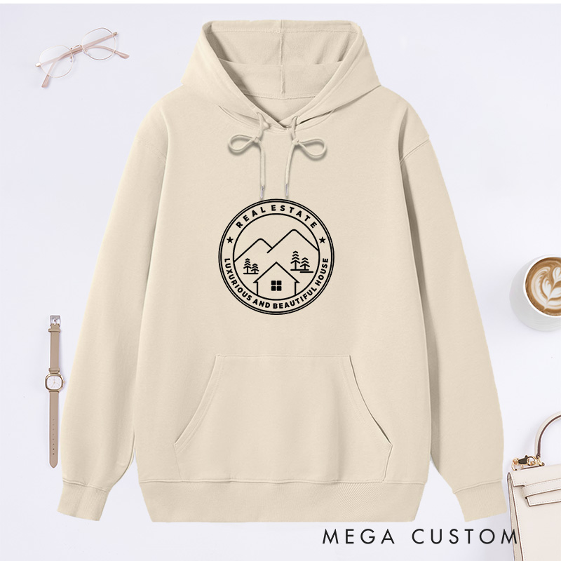 Personalized Hoodie Retro Hoodie Print Custom Text Hoodie Comfortable Christmas Sweatshirt for Housewarming Holiday Gift Real Estate Gifts