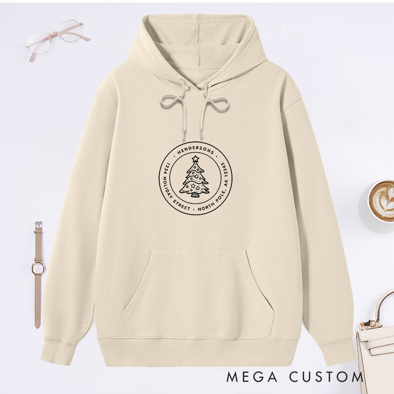 Personalized Hoodie Christmas Tree Design Custom Family Christmas Name Sweatshirt Housewarming Holiday Gift New Home Theme