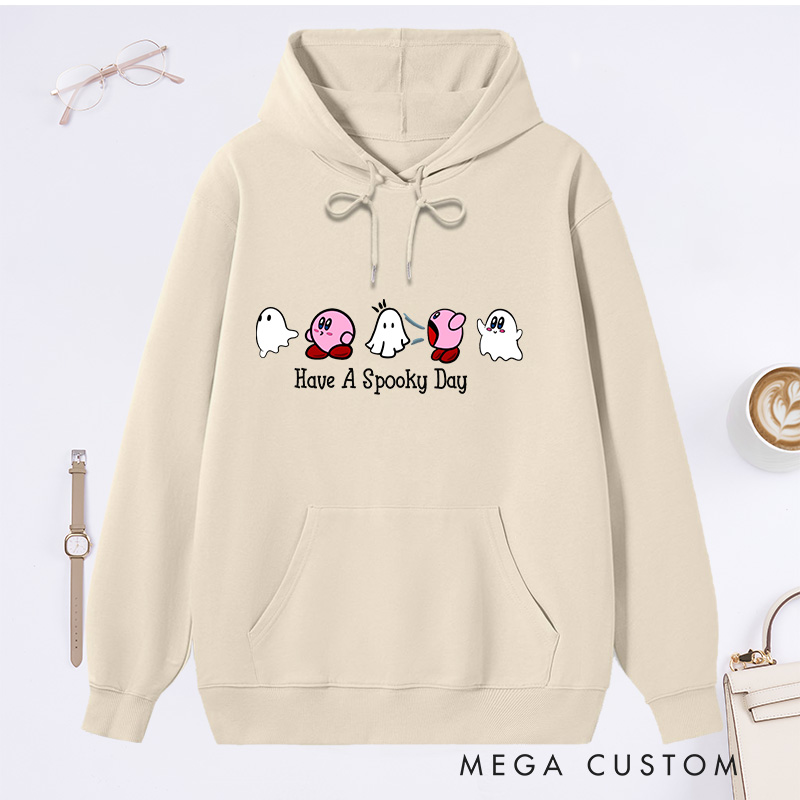 Personalized Hoodie Have a Spooky Day Design Cute Ghost and Character Theme Comfortable Sweatshirt for Housewarming Halloween Gift