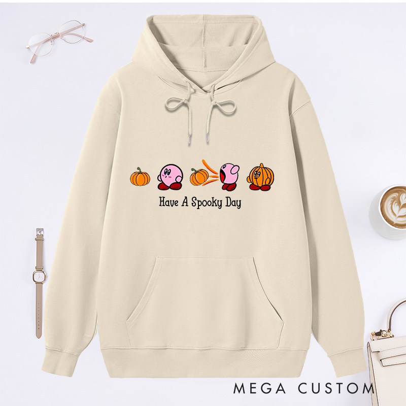 Personalized Hoodie Have a Spooky Day Design Cute Pumpkin and Character Theme Halloween Housewarming Gift Available in Multiple Colors and Sizes