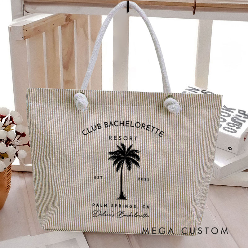 Personalized Palm Tree Club Bachelorette Party Tote Bag Bridesmaid Tote Bag Wedding Day Gift from Bride