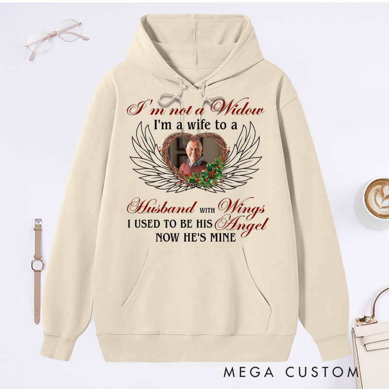 Personalized Memorial Photo Hoodie I'm A Wife To A Husband With Wings Shirt Condolence Gift Sweatshirt 