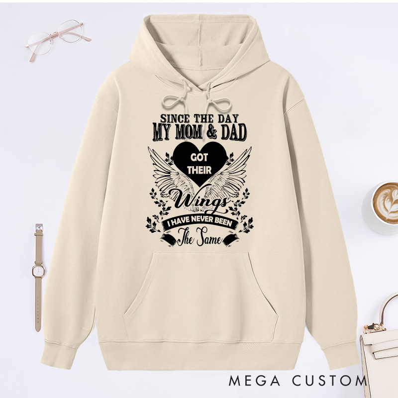 Personalized Memorial Hoodie Wings Heart Grief Journey Sympathy Gift for Loss of Parents Tribute