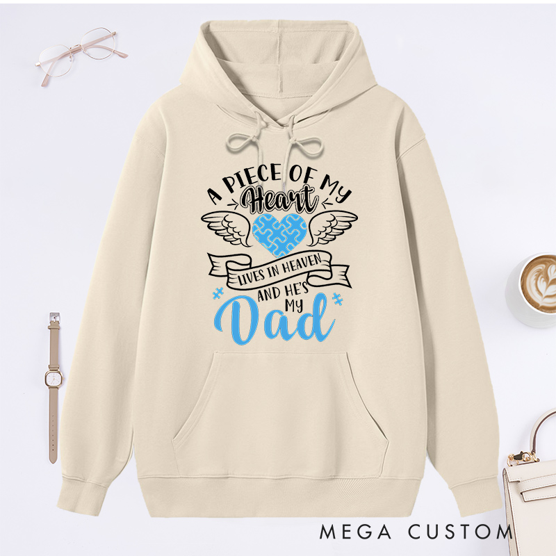 Personalized Memorial Hoodie Sympathy Gift Dad Memorial Sweatshirt Puzzle Heart Wings a Piece of My Heart in Heaven