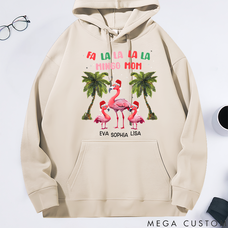 Personalized Christmas Family Reunion Theme Flamingo Mom Classic Hoodie