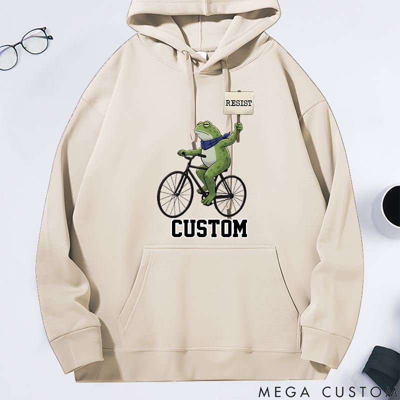 Personalized Classic Hoodie Portland Bicycle Frog Protest Design