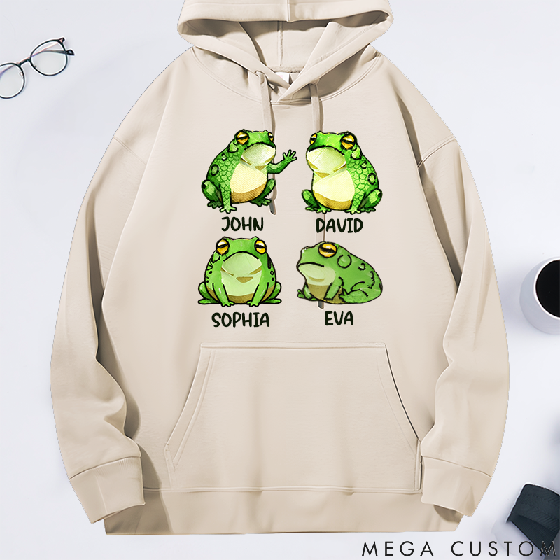 Personalized Classic Hoodie Fun Frog Family Pattern Design