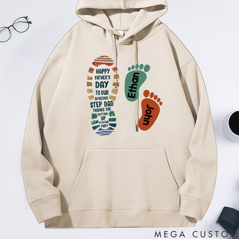 Personalized Family Hoodie Footprint Pattern Design Thank You for Tolerating Us