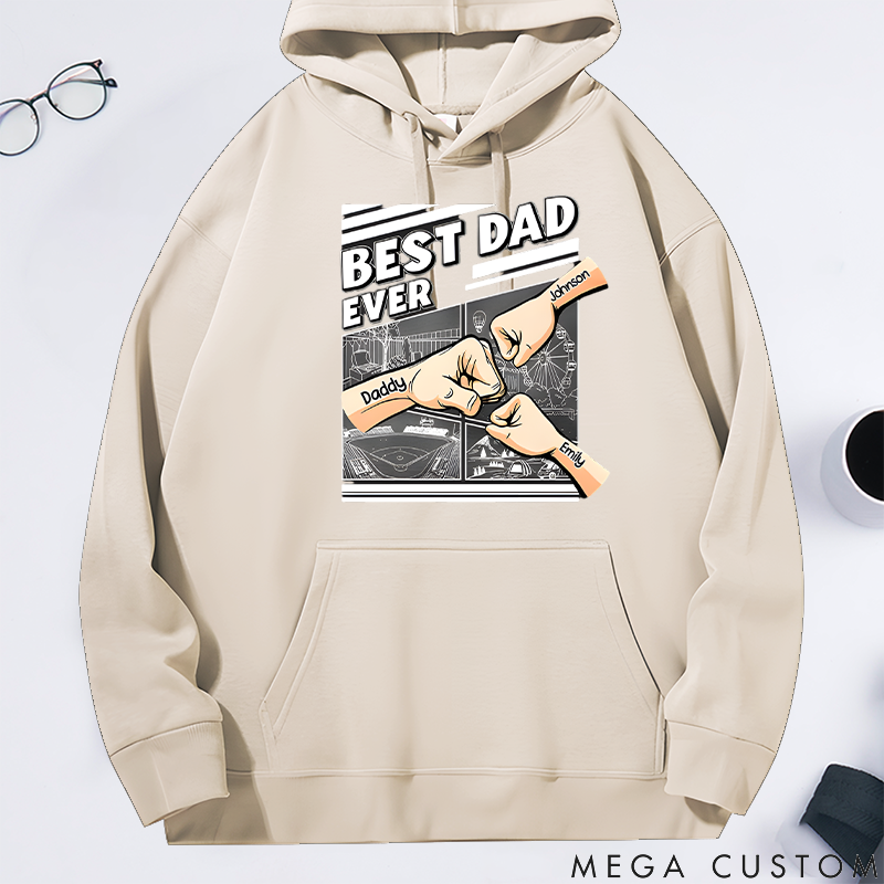 Personalized Classic Hoodie Best Dad Ever Fist Bump Design