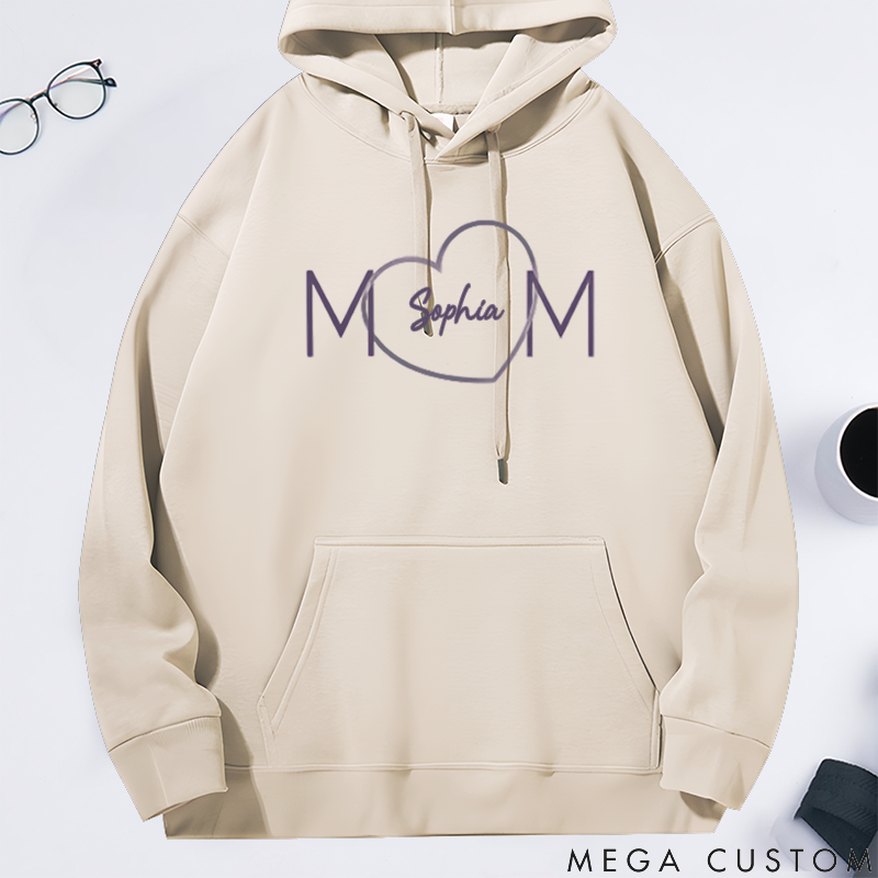 Personalized Classic Hoodie Love Mom Creative Heart Design