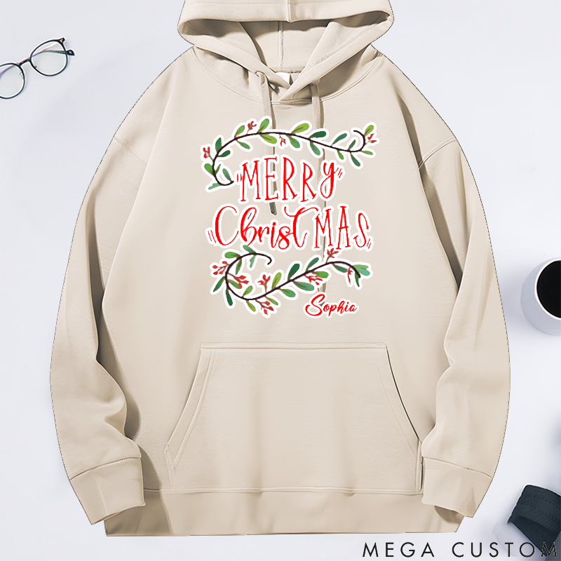 Personalized Classic Hoodie Merry Christmas Themed Minimalist Design
