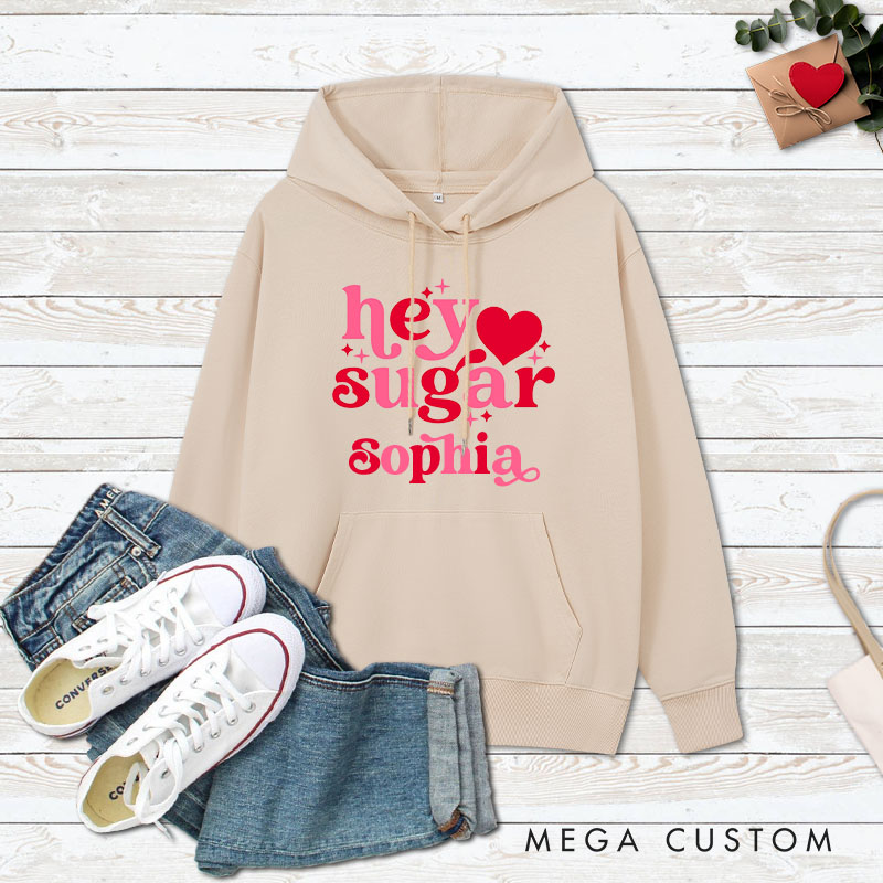 Personalized Hey Sugar Couple Valentine's Day Hoodie for Boyfriend Girlfriend