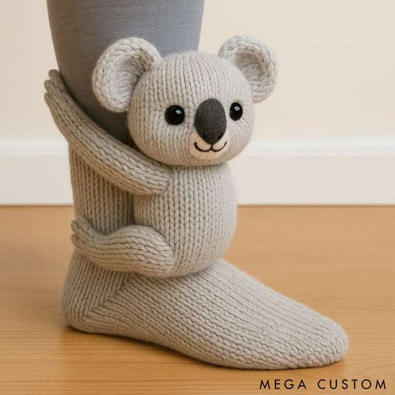 Personalized Christmas 3D Knit Animal Socks Gift for Her from Knitting Lovers