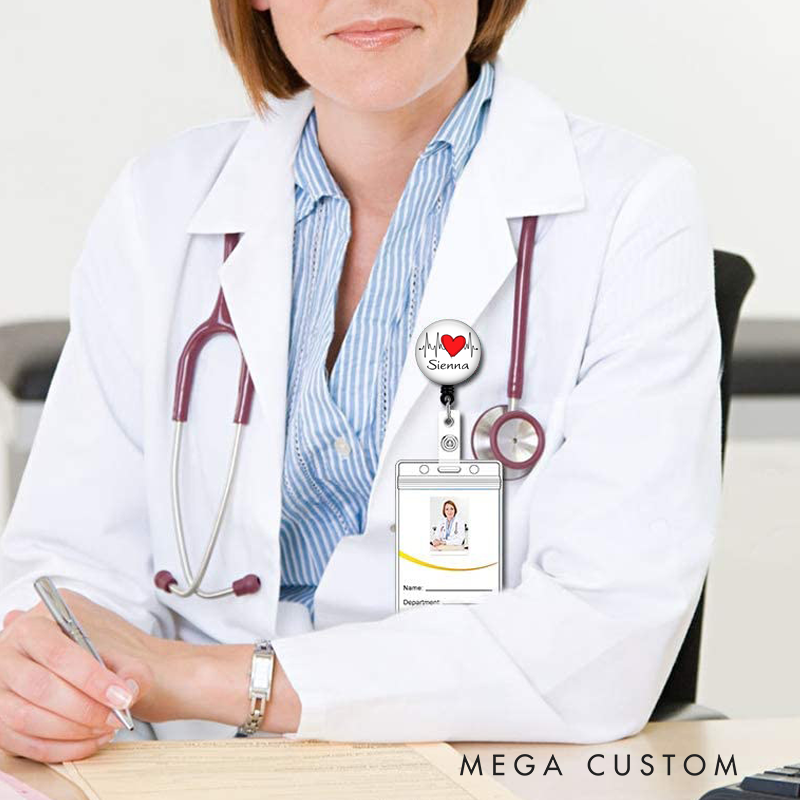 Personalized Nurse Crystal Retractable ID Badge Reel Unique Sarcastic Badge Holder Medical Accessory Gift