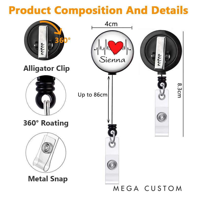 Personalized Nurse Crystal Retractable ID Badge Reel Unique Sarcastic Badge Holder Medical Accessory Gift