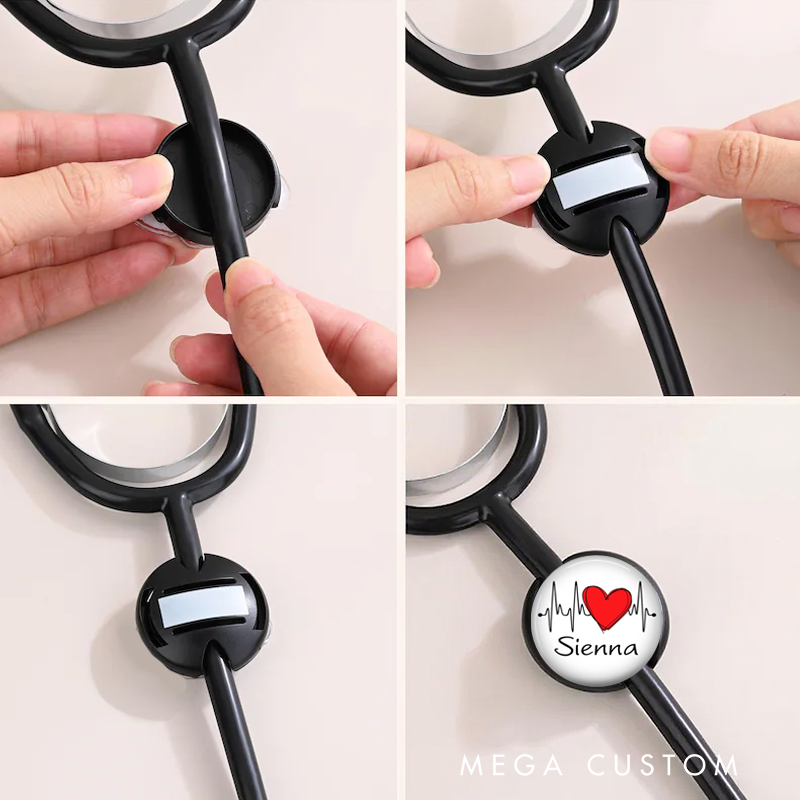 Personalized Nurse Crystal Stethoscope ID Tag Unique Nurse ECG Badge Medical Accessory Gift