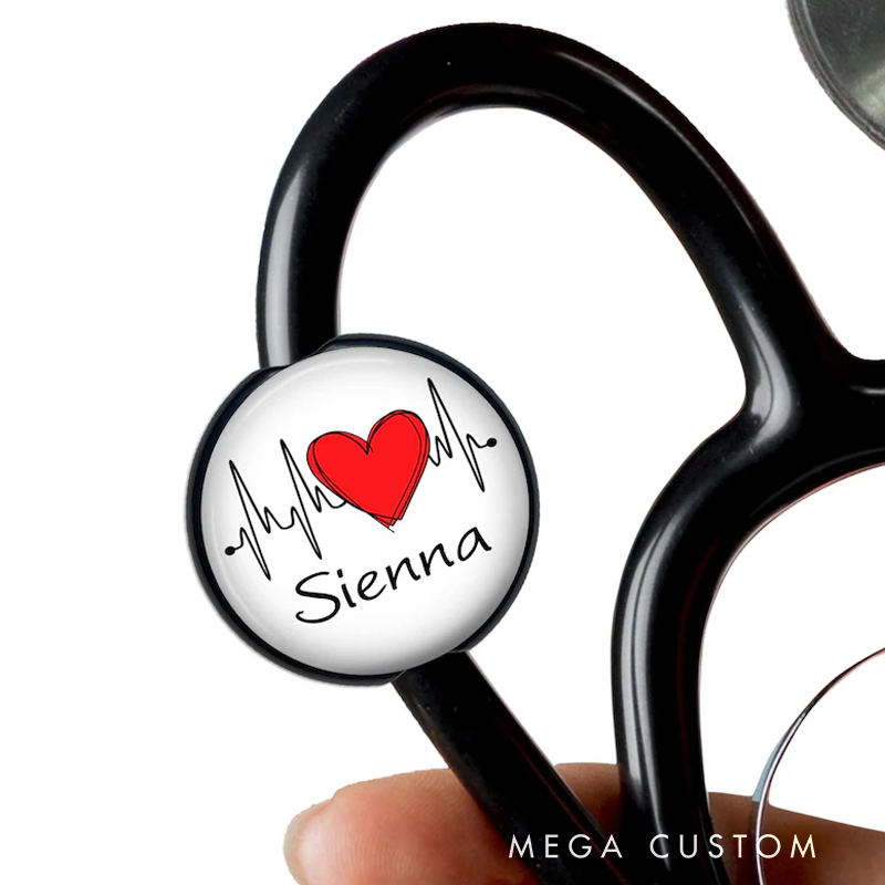 Personalized Nurse Crystal Stethoscope ID Tag Unique Nurse ECG Badge Medical Accessory Gift