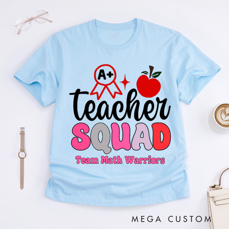 Personalized T-Shirts Teacher Squad Fun Apple Shirt Perfect Gift for Teachers' Team