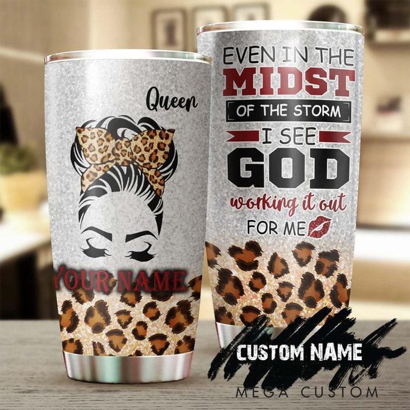 Personalized God Working It Out For Me 20oz Stainless Steel Tumbler with Name Christmas Gift