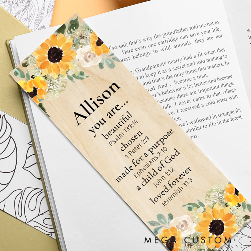 Personalized Wood Water Color Sunflower You are Bookmark for Best Friend Christian Gift for Birthday Unique Gifts for Book lover