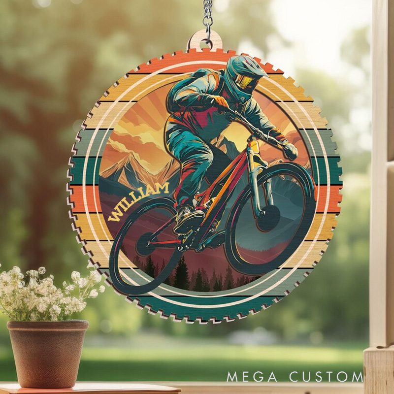 Personalized Cycling Suncatcher Ornament Mountain Biking Bicycle Gift