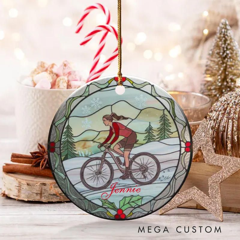 Personalized Elegant Ceramic Bicycle Christmas Ornament Unique Memory Cyclist Gift Idea Xmas Tree Mountain Biker