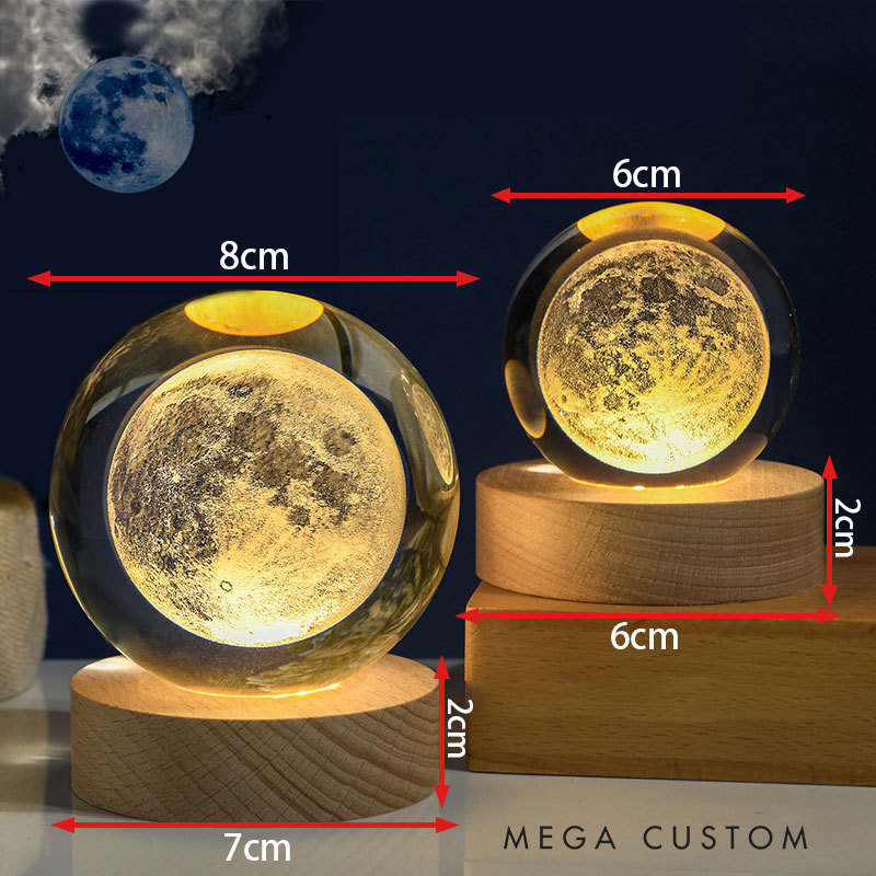 Personalized Cross 3D Engraved Crystal Ball Night Light With Custom Text in Wooden Base Home Decor Jesus Night Lamp Religious Gift Christmas Gift