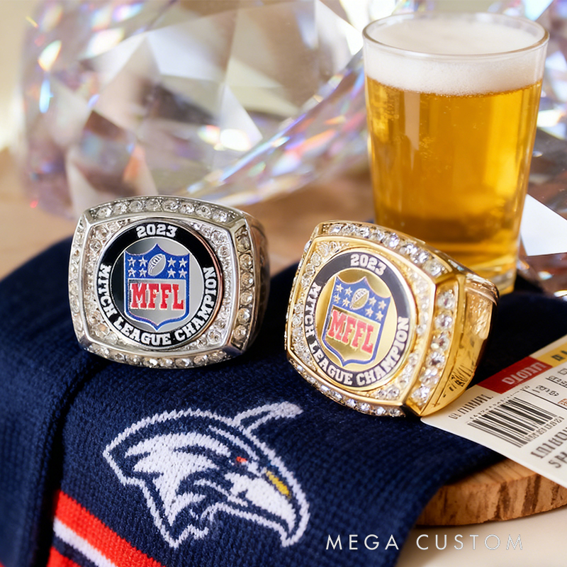 Personalized Custom Fantasy Football Championship Ring - Personalizable MFFL League Ring