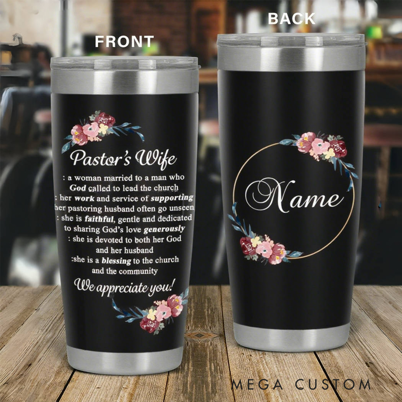 Personalized Pastor's Wife Definition Tumbler Bible Verse 20oz Tumbler with Name Stainless Steel Insulated Travel Mug Christian Gift