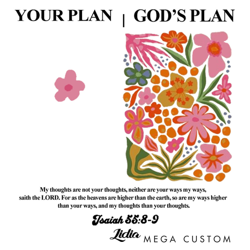 Personalized Isaiah 55:8-9 Throw Pillow with Name Comparison Between God Plan and Your Plan Floral Pillow Birthday Gift for Female Friends