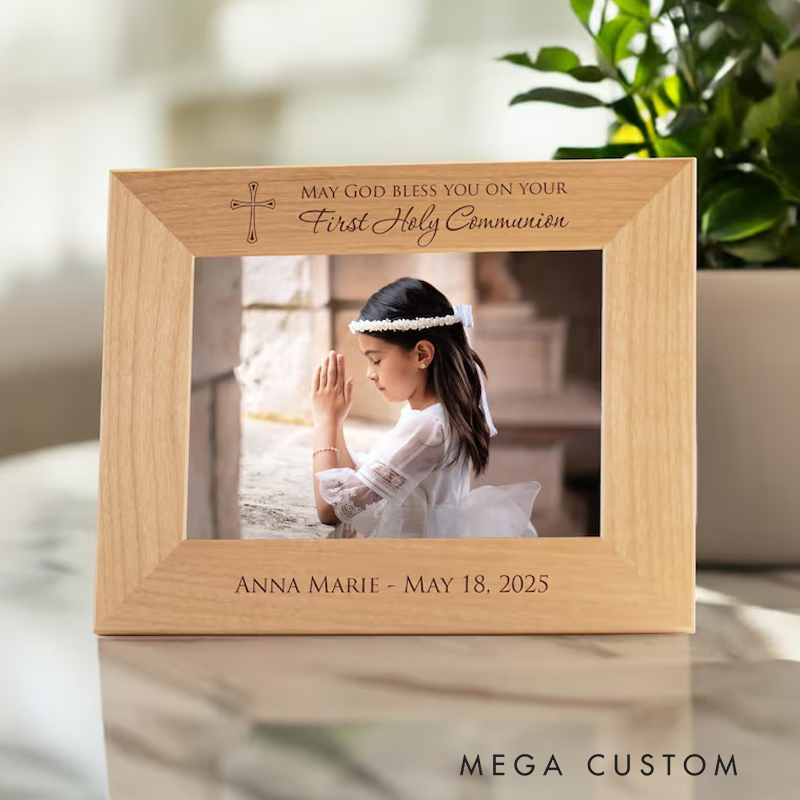 Personalized First Communion Picture Frame with Name First Communion Gifts for Girls Boys