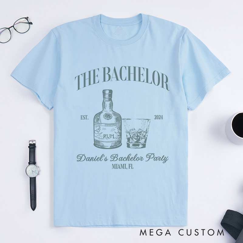 Personalized Groomsman Bachelor T-Shirt Rum-Themed Bachelor Party Groom Wedding Party Shirt Best Man Gift Shirt for Men
