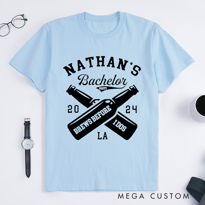 Personalized Brews Before I Do's Bachelor Party T-Shirt Wedding Beer Bottle Lover Shirt Groomsman Proposal T-Shirt for Best Man