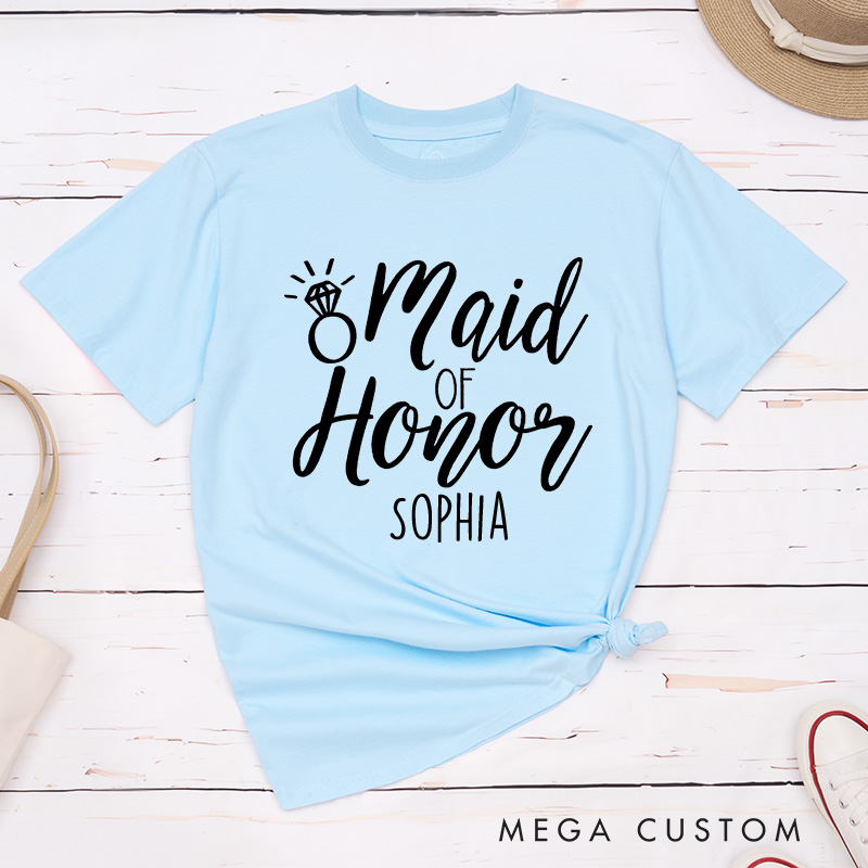 Personalized Bride Matching T-Shirt Maid of Honor T-Shirt Bride Squad Wedding T-Shirt Bachelorette Party Gift