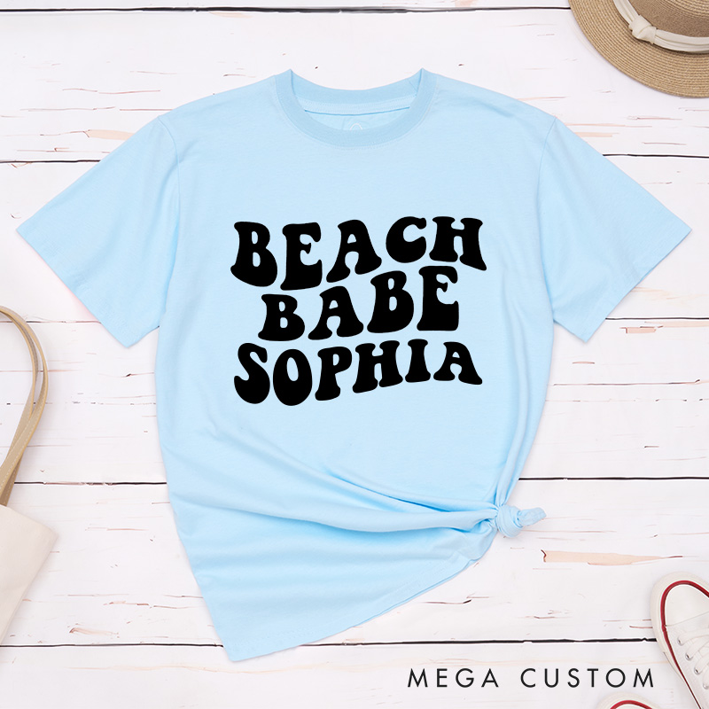 Personalized Beach Bride Matching T-Shirt Bridesmaid Beach Babe T-Shirt Maid of Honor T-Shirt Wedding Bachelorette Party Gift