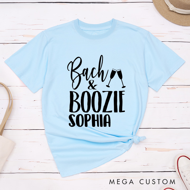 Personalized Bride and Boujee with Diamond Matching T-Shirt Bridesmaid Bach and Boozie with Wine T-Shirt Wedding Team Bride Bachelorette Party Gift