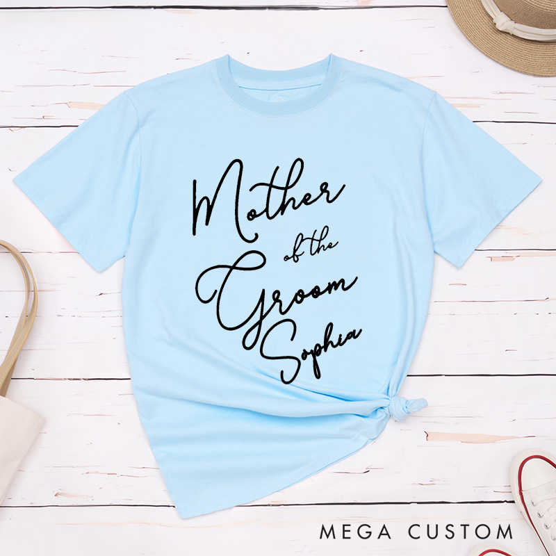 Personalized Mother of the Bride Matching T-Shirt Mother of the Groom T-Shirt with Name MOB MOG Wedding Day T-Shirt Bachelorette Party Gift