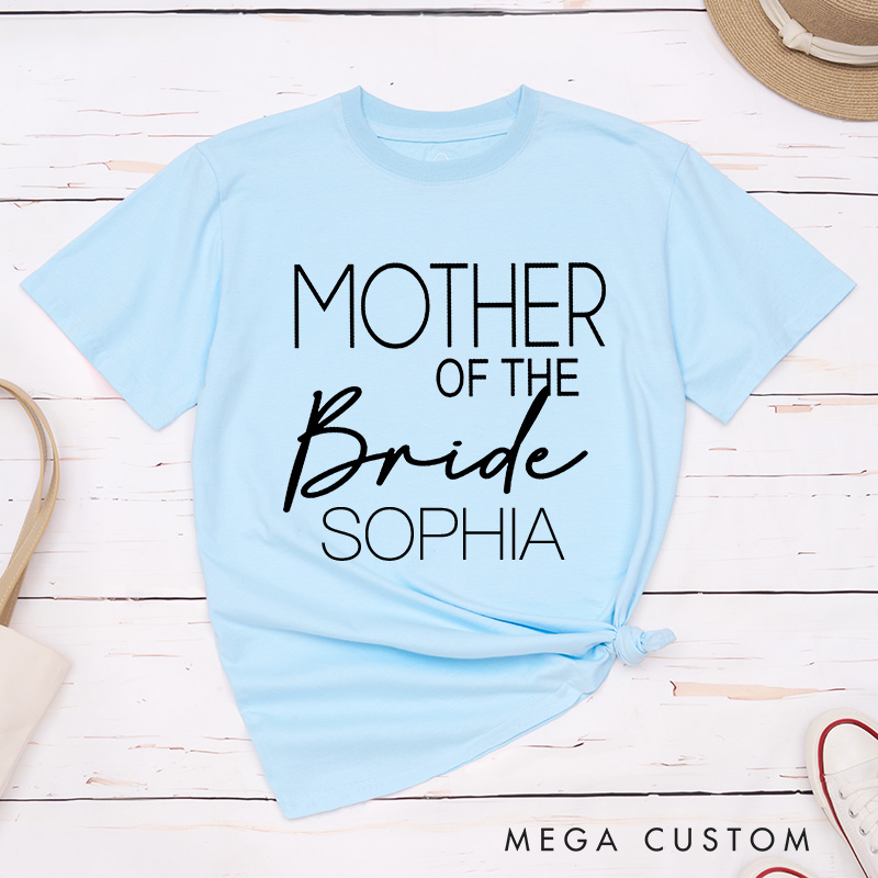 Personalized Minimalist Mother of the Bride Matching T-Shirt Mother of the Groom T-Shirt with Name MOB MOG Wedding Day T-Shirt Bachelorette Party Gift