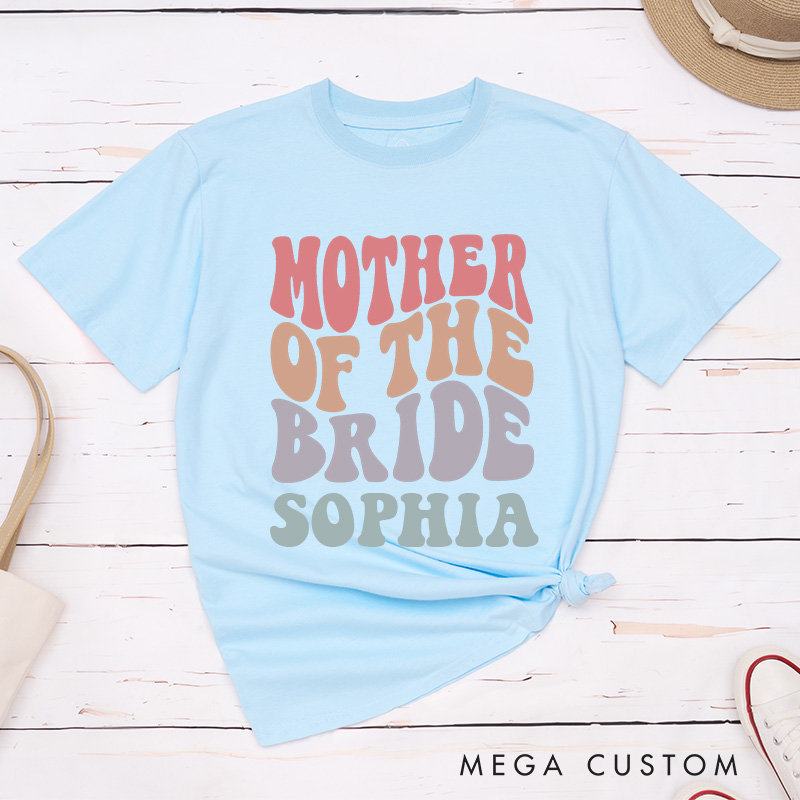 Personalized Colorful Mother of the Bride Matching T-Shirt Retro Mother of the Groom T-Shirt MOB MOG Wedding Day T-Shirt Bachelorette Party Gift