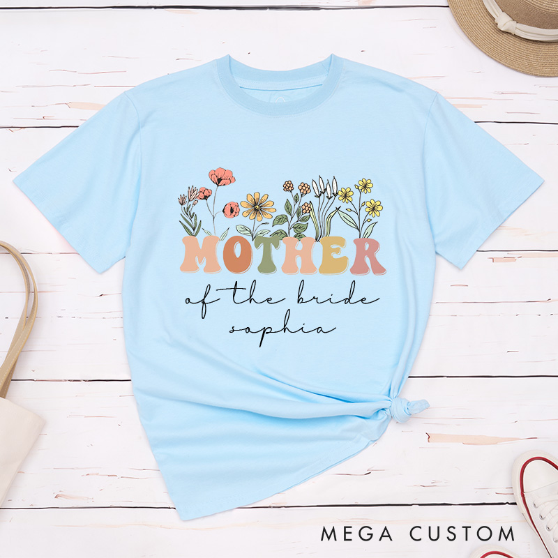 Personalized Vintage Floral Mother of the Bride Matching T-Shirt Mother of the Groom T-Shirt Wedding Day T-Shirt MOB MOG Bachelorette Party Gift