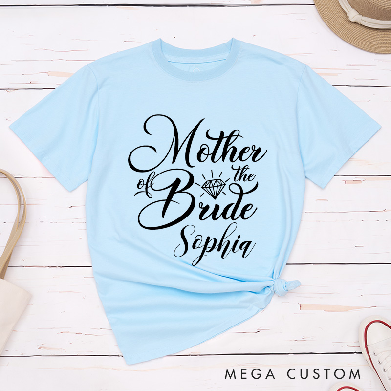 Personalized Classic Mother of the Bride with Diamond Matching T-Shirt Mother of the Groom T-Shirt MOB MOG Wedding Day T-Shirt Bachelorette Party Gift